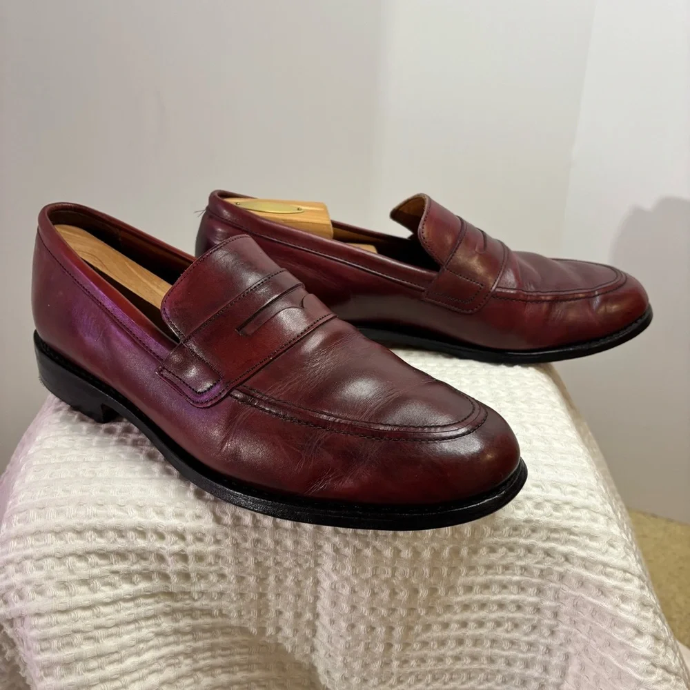 Allen Edmonds Ascher Penny Loafers Burgundy Oxblood Leather USA Made Men’s 10D